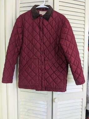 Women's Jones New York Long Sleeve Snap Buttons Quilted Jacket in Burgundy , S